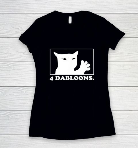 4 Dabloons Cat Women's V-Neck T-Shirt