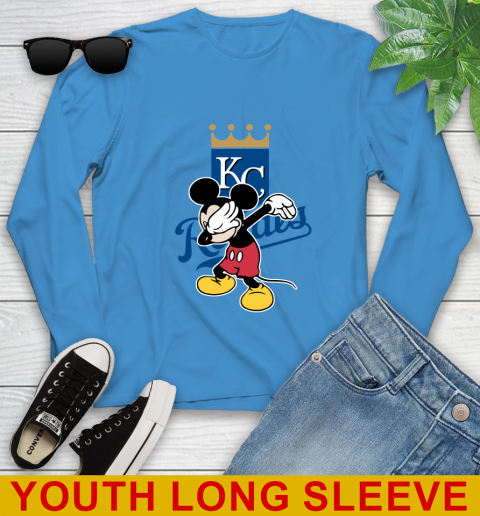 Kansas City Royals MLB Baseball Dabbing Mickey Disney Sports Youth Long Sleeve 8