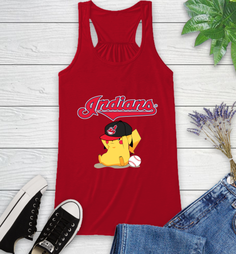 MLB Pikachu Baseball Sports Cleveland Indians Racerback Tank 6