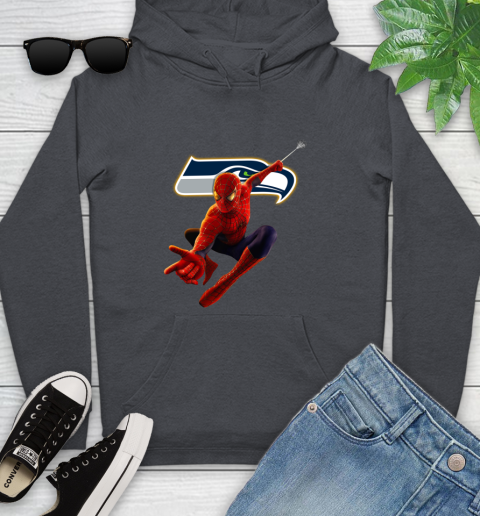 NFL Spider Man Avengers Endgame Football Seattle Seahawks Youth Hoodie 8