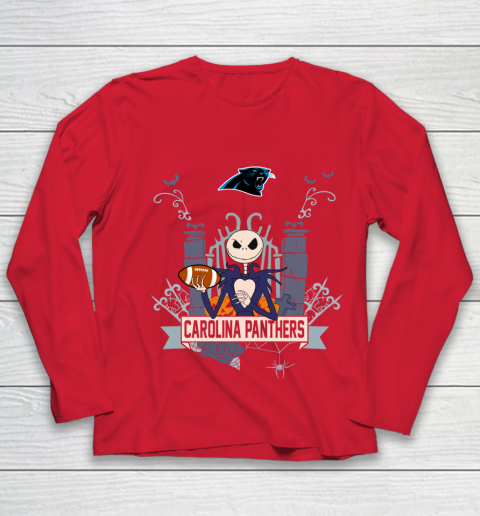 NFL Carolina Panthers Football Jack Skellington Halloween Youth Long Sleeve 8