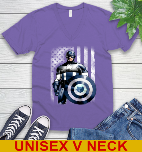 Memphis Grizzlies NBA Basketball Captain America Marvel Avengers American Flag Shirt V-Neck T-Shirt 9 Memphis Grizzlies NBA Basketball Captain America Marvel Avengers American Flag Shirt V-Neck T-Shirt - Image 9