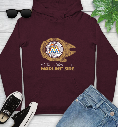 MLB Come To The Miami Marlins Side Star Wars Baseball Sports Youth Hoodie 7