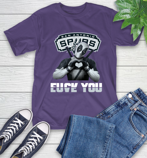 NBA San Antonio Spurs Deadpool Love You Fuck You Basketball Sports T-Shirt 5