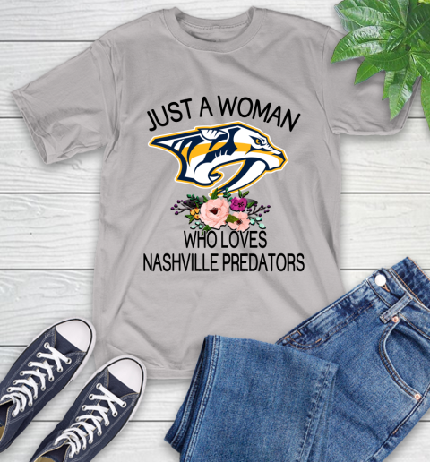 NHL Just A Woman Who Loves Nashville Predators Hockey Sports T-Shirt 12