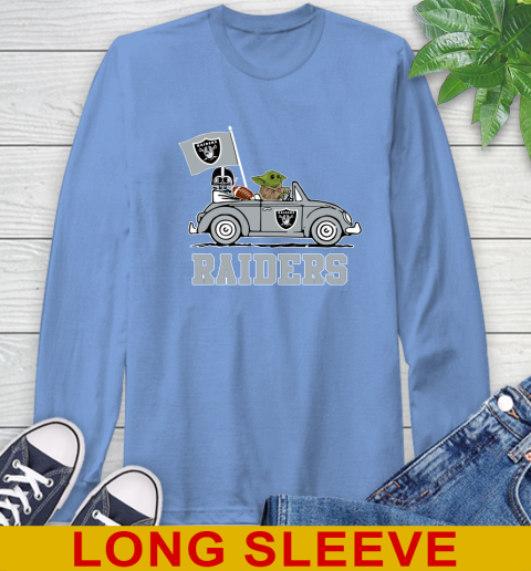 NFL Football Oakland Raiders Darth Vader Baby Yoda Driving Star Wars Shirt Long Sleeve T-Shirt 11
