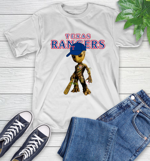 MLB Texas Rangers Groot Guardians Of The Galaxy Baseball T-Shirt