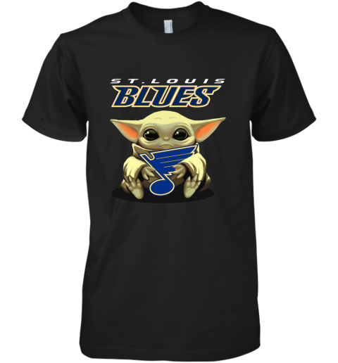Baby Yoda Hugs The St. Louis Blues Ice Hockey Premium Men's T-Shirt