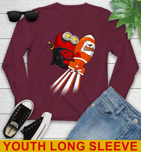 MLB Baseball Baltimore Orioles Deadpool Minion Marvel Shirt Youth Long Sleeve 6