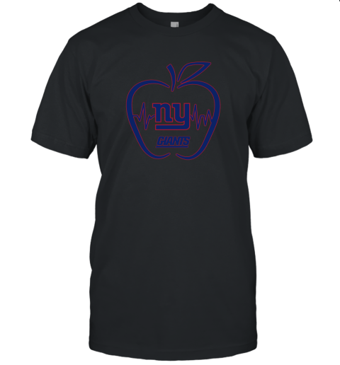 Apple Heartbeat Teacher Symbol New York Giants Unisex Jersey Tee