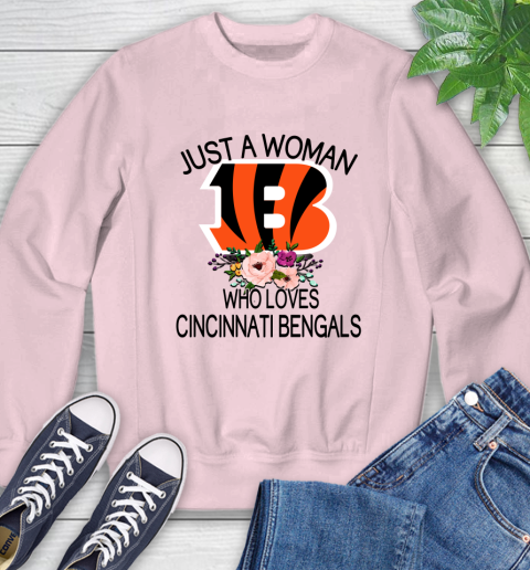 NFL Just A Woman Who Loves Cincinnati Bengals Football Sports Sweatshirt 6