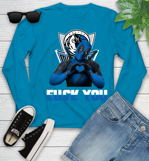 NBA Dallas Mavericks Deadpool Love You Fuck You Basketball Sports Youth Long Sleeve 8