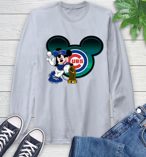 MLB Chicago Cubs The Commissioner's Trophy Mickey Mouse Disney Long Sleeve T-Shirt 6