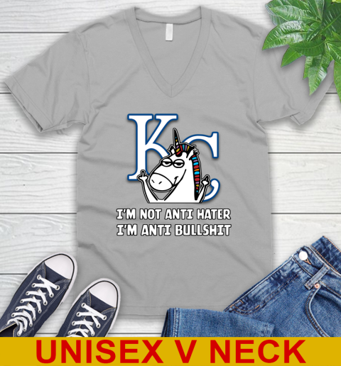 Los Angeles Angels MLB Baseball Unicorn I'm Not Anti Hater I'm Anti Bullshit (2) V-Neck T-Shirt 4