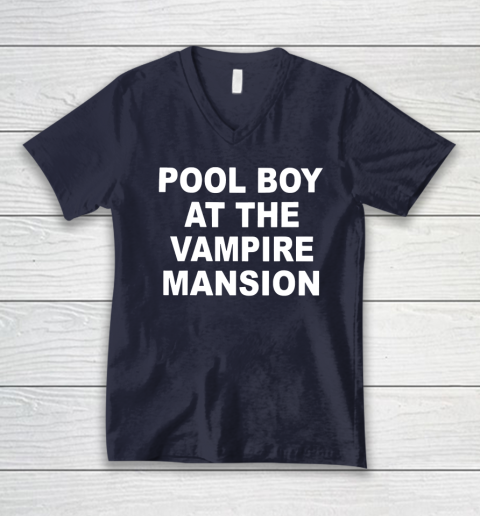 Pool Boy At The Vampire Mansion V-Neck T-Shirt 2