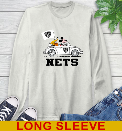 NBA Basketball Brooklyn Nets Pluto Mickey Driving Disney Shirt Long Sleeve T-Shirt 12