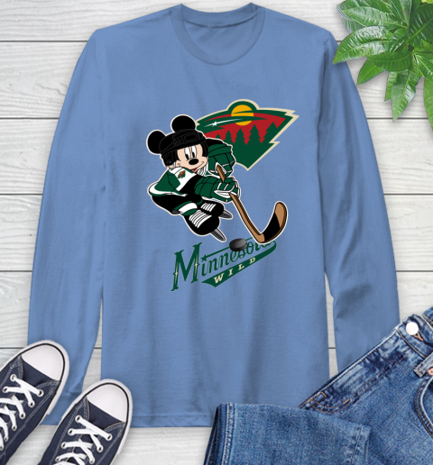 NHL Minnesota Wild Mickey Mouse Disney Hockey T Shirt Long Sleeve