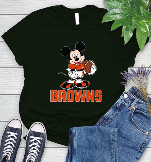 NFL Football Cleveland Browns Cheerful Mickey Mouse Shirt Women's T-Shirt 6