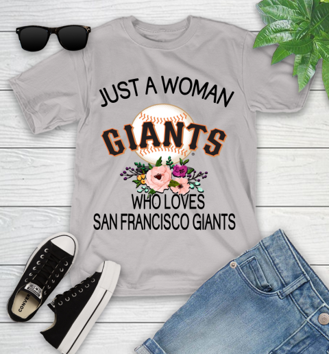 MLB Just A Woman Who Loves San Francisco Giants Baseball Sports Youth T-Shirt 10