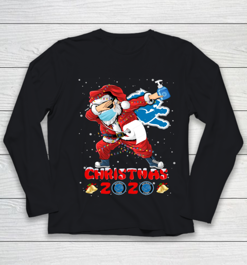 Detroit Lions Funny Santa Claus Dabbing Christmas 2020 NFL Youth Long Sleeve