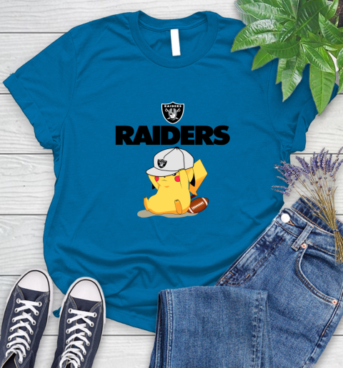 NFL Pikachu Football Sports Oakland Raiders Women's T-Shirt 7