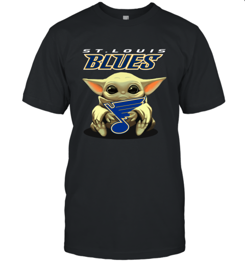 Baby Yoda Hugs The St. Louis Blues Ice Hockey Unisex Jersey Tee