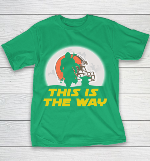 Cleveland Browns NFL Football Star Wars Yoda And Mandalorian This Is The Way Youth T-Shirt 3