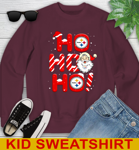 Pittsburgh Steelers NFL Football Ho Ho Ho Santa Claus Merry Christmas Shirt Youth Sweatshirt 4