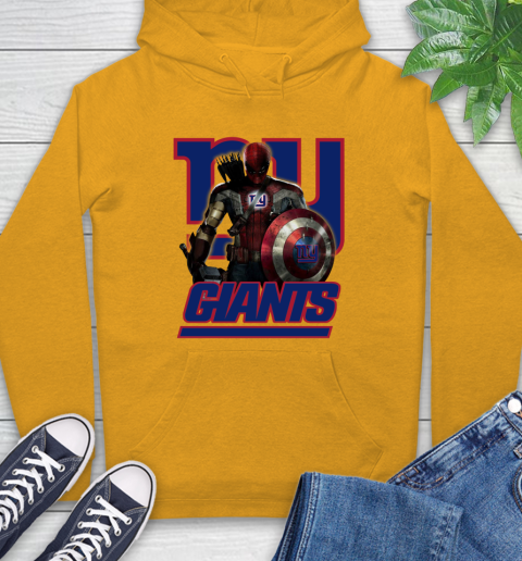 NFL Captain America Thor Spider Man Hawkeye Avengers Endgame Football New York Giants Hoodie 3