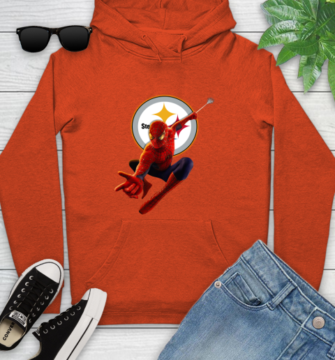 NFL Spider Man Avengers Endgame Football Pittsburgh Steelers Youth Hoodie 5