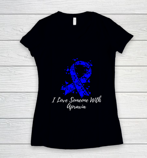 I Love Someone With Apraxia Awareness Women's V-Neck T-Shirt