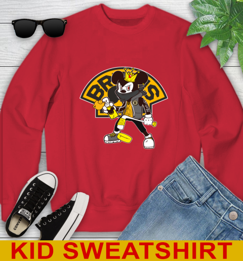 Boston Bruins NHL Hockey Mickey Peace Sign Sports Youth Sweatshirt 8
