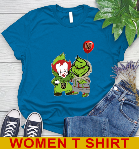 Vegas Golden Knights Baby Pennywise Grinch Christmas NHL Hockey Women's T-Shirt 7