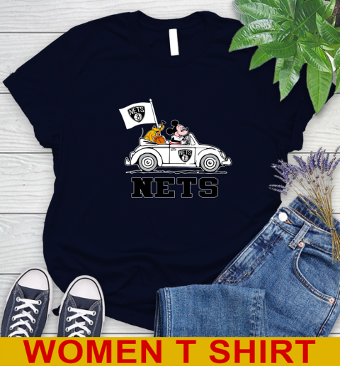 NBA Basketball Brooklyn Nets Pluto Mickey Driving Disney Shirt Women's T-Shirt 3