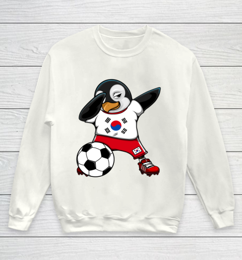 Dabbing Penguin South Korea Soccer Fan Jersey Football Lover Youth Sweatshirt