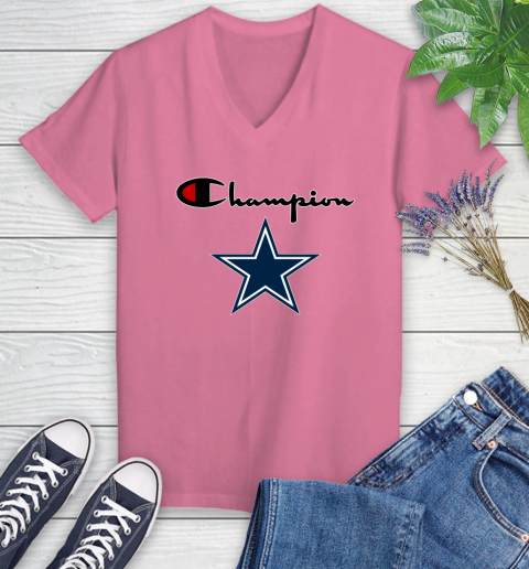 NFL Football Dallas Cowboys Champion Shirt Women's V-Neck T-Shirt 9