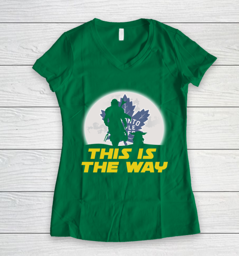 Toronto Maple Leafs NHL Ice Hockey Star Wars Yoda And Mandalorian This Is The Way Women's V-Neck T-Shirt 3