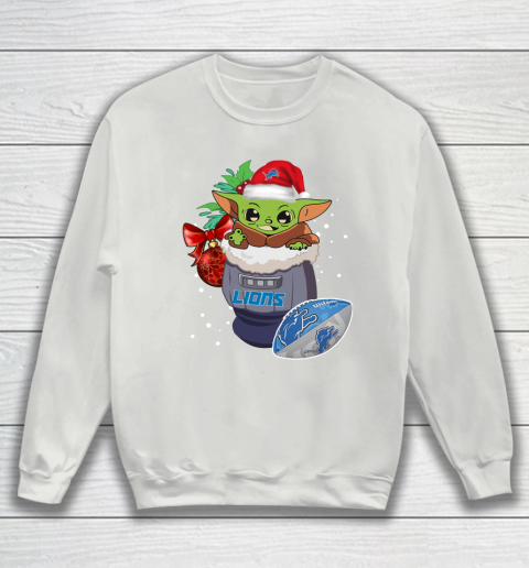 Detroit Lions Christmas Baby Yoda Star Wars Funny Happy NFL Sweatshirt 5