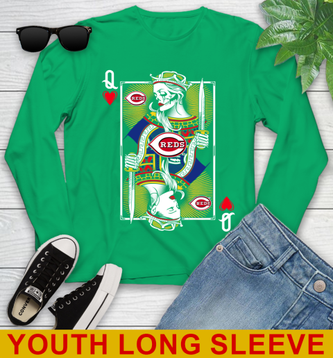 MLB Baseball Cincinnati Reds The Queen Of Hearts Card Shirt Youth Long Sleeve 7