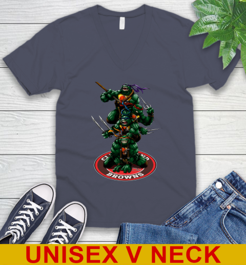 NFL Football Cleveland Browns Teenage Mutant Ninja Turtles Shirt V-Neck T-Shirt 8