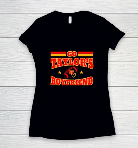 Go Boyfriend Football gift Fans Women's V-Neck T-Shirt