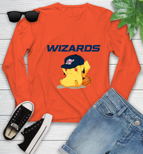 NBA Pikachu Basketball Sports Washington Wizards Youth Long Sleeve 4