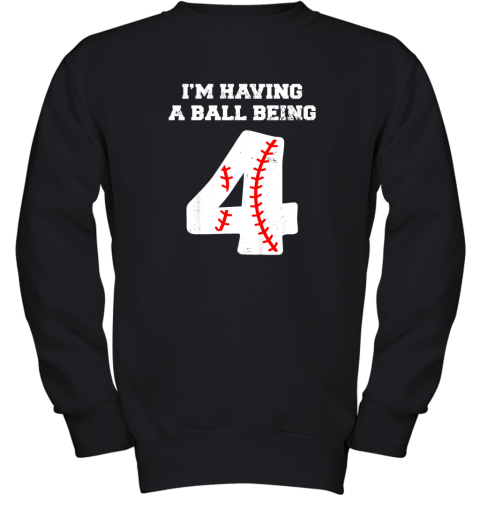 Kids 4 Year Old Baseball Birthday Shirt 4th Birthday Shirt Boys Youth Sweatshirt