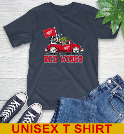 NHL Hockey Detroit Red Wings Darth Vader Baby Yoda Driving Star Wars Shirt T-Shirt 5 NHL Hockey Detroit Red Wings Darth Vader Baby Yoda Driving Star Wars Shirt T-Shirt - Image 5