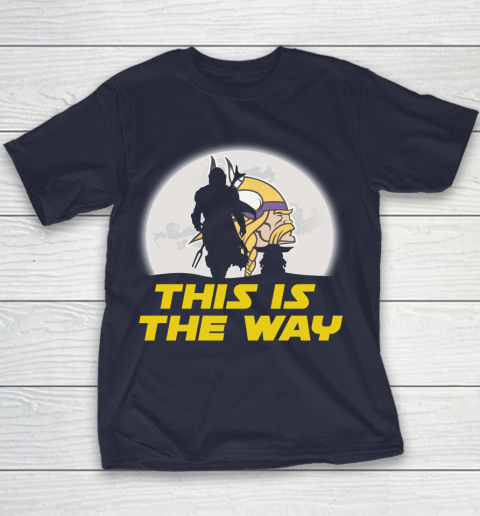 Minnesota Vikings NFL Football Star Wars Yoda And Mandalorian This Is The Way Youth T-Shirt 2