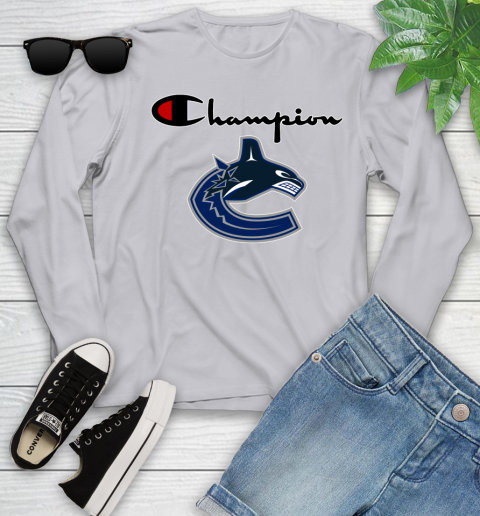 NHL Hockey Vancouver Canucks Champion Shirt Youth Long Sleeve 3