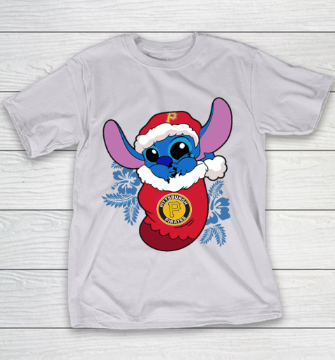 Pittsburgh Pirates Christmas Stitch In The Sock Funny Disney MLB Youth T-Shirt 5