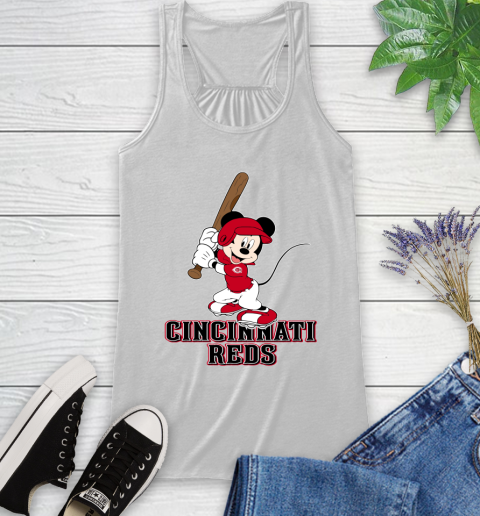 MLB Baseball Cincinnati Reds Cheerful Mickey Mouse Shirt Racerback Tank 2