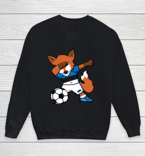 Dabbing Fox Estonia Soccer Fans Jersey Estonian Football Fan Youth Sweatshirt