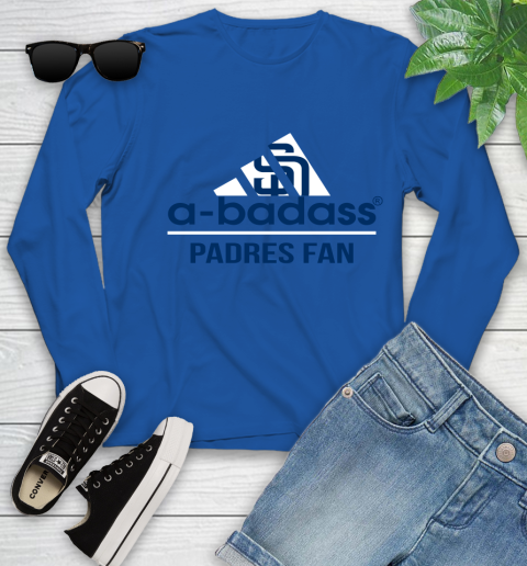 MLB A Badass San Diego Padres Fan Adidas Baseball Sports Youth Long Sleeve 10
